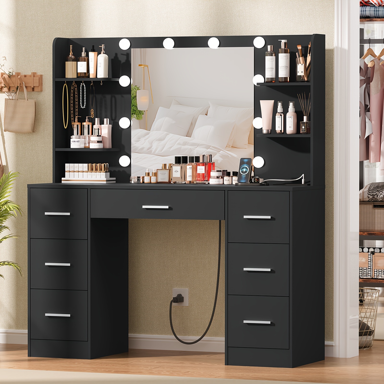 Large black dressing table sales