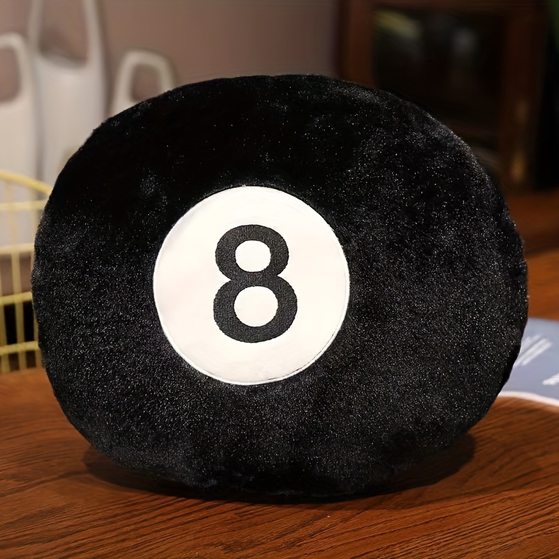 

Black 8 Pool Ball Pillow - Perfect Gift For Sports Enthusiasts - Hand Wash Only - Short Fleece Fabric - No Print - Polypropylene Filling - Sewn Closure - Suitable For Home, Office, Car, And More