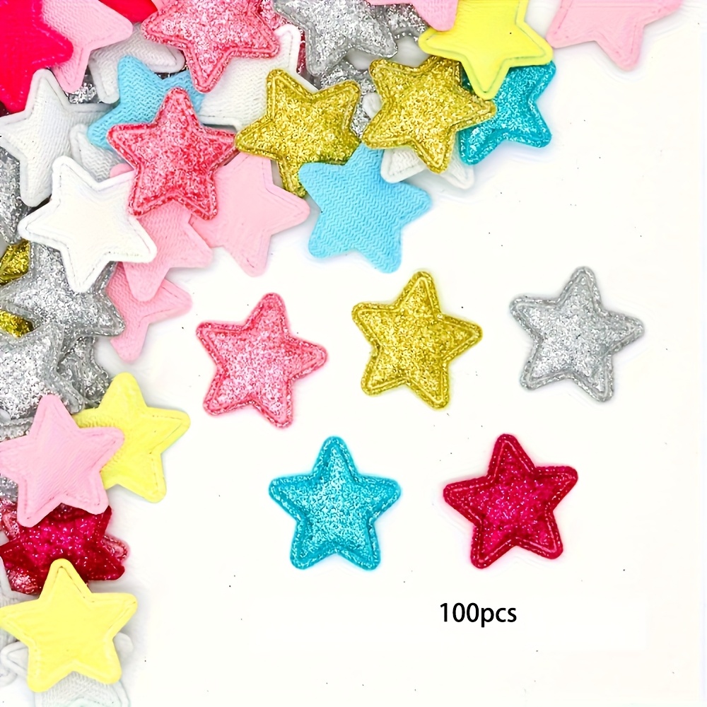 100-pcs 25mm Colorful Glittery Multicolor Five-pointed Star Patches, Suitable For Hair Clip Diy Decoration