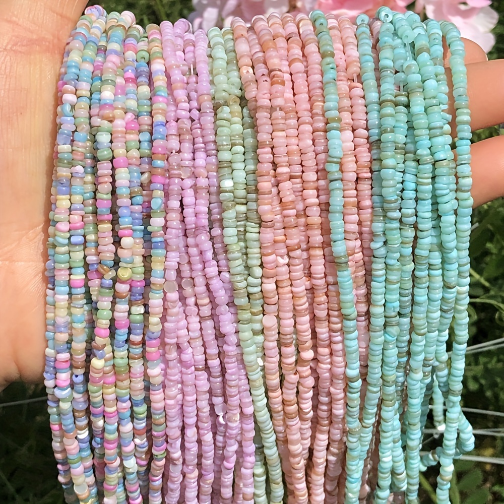 

3mm Natural Freshwater Shell Beads - Candy-colored Flat Round Spacer Beads For Diy Bracelets, Necklaces & Earrings Jewelry Making Accessories