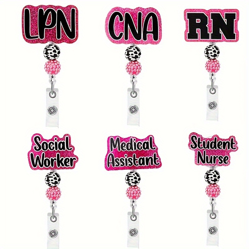 

Beaded Acrylic Patch Badge Reel Retractable Nurse Id Card Business Card With Alligator Swivel Clip Badge Holder Suitable For Nurse Student Gifts