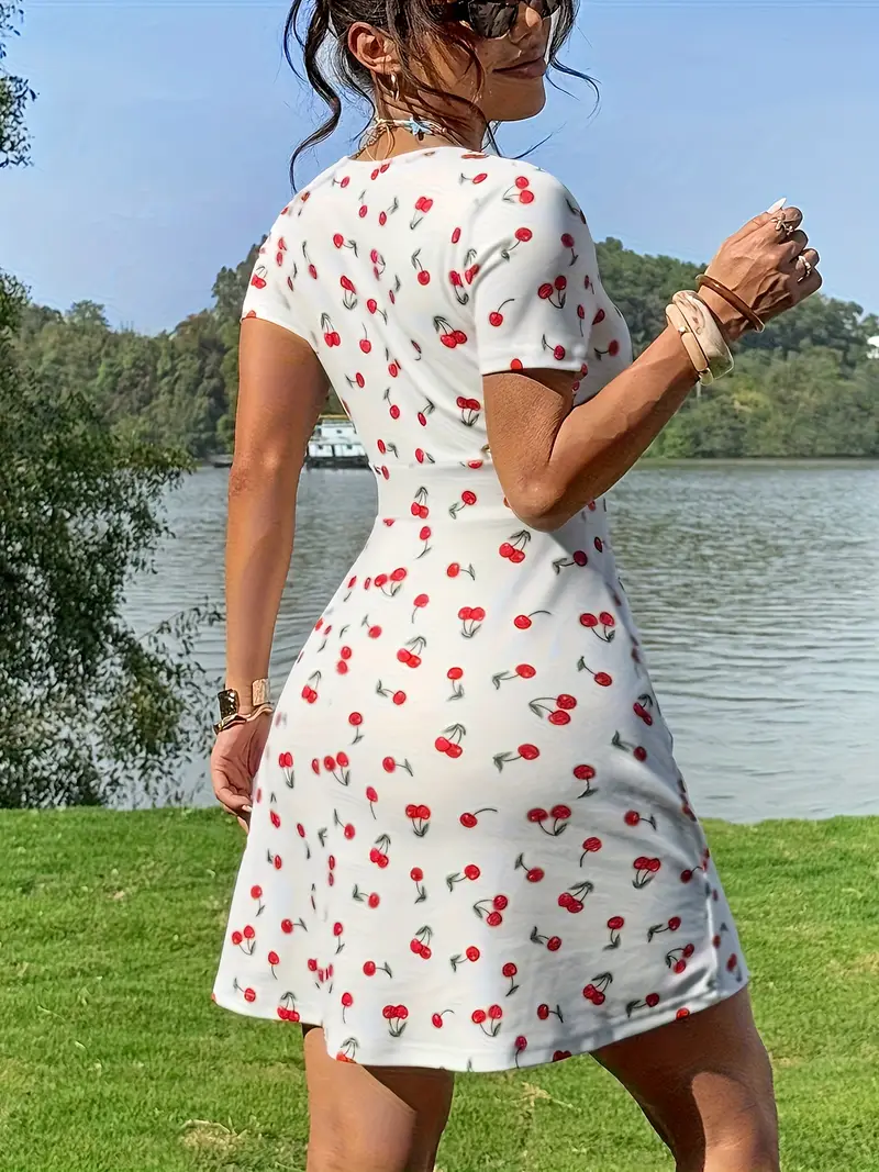 ladys elegant cherry print v neck a line dress temu - Temu ladys elegant cherry print v neck a line dress temu - Temu