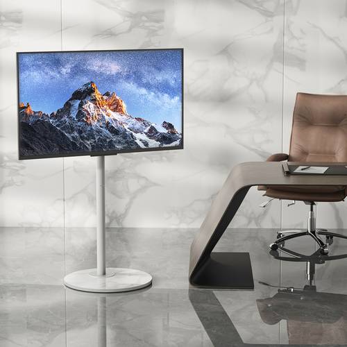 compact size adjustable height floor tv stand base for 40 75 tvs 30 sintered stone steel supports up to 88 lbs space saving room bedroom office adjustable tv stand minimalistic sintered stone base