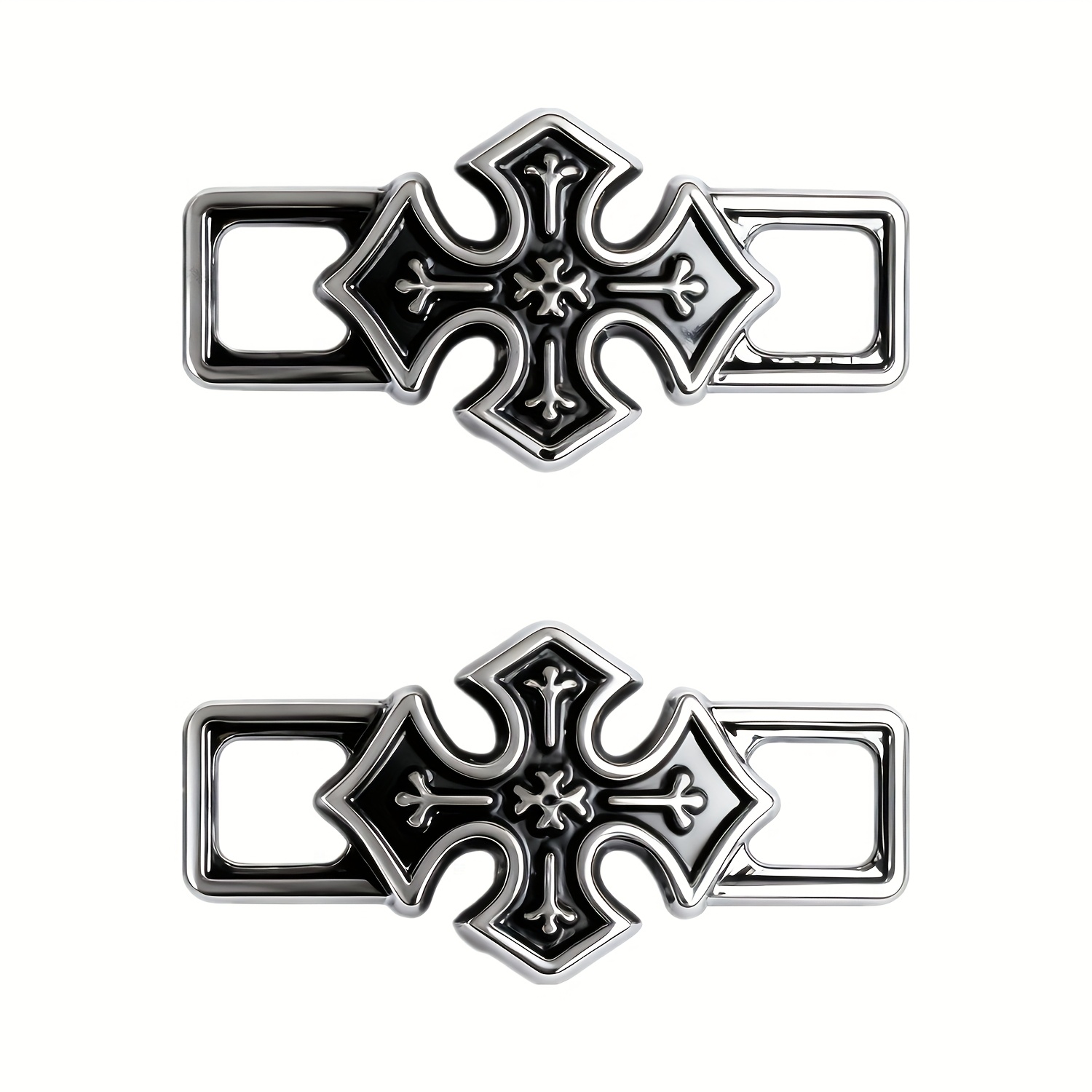 E-shop 2025 Neue Dark Gothic Kreuz Metall Schuh Schnalle｜Handgefertigtes Oxidiertes Relief Handwerk Matte Metall Textur Code für Weiße Schuhe