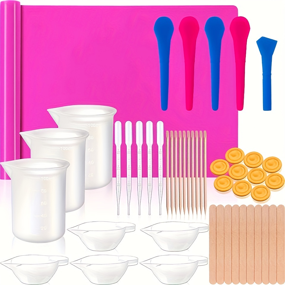 

Diy49pcs Silicone Mold Making Kit 3 Epoxy Resin Measuring Cups, A Set Of Crystal Dropper, Home Decoration Drops Glue Crafts