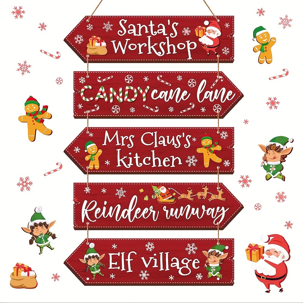 

Christmas Wooden Set, Rustic Hanging Arrow Signs, Decorations, Wood Signs, Decor, , , Mrs ' Kitchen, , Elf - / Hanging Pre-installed