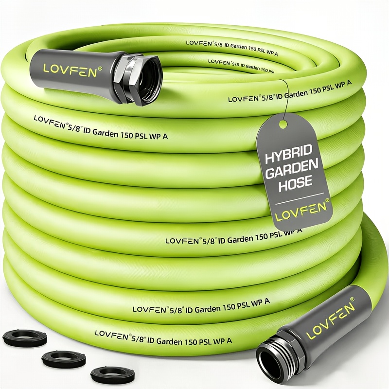 TEMU Heavy Duty Garden Hose 10/25/50/75/100/150ft, 5/8 Inch With Swivel Fitting, Super Flexible Water Hose, , Lightweight, 600 Psi