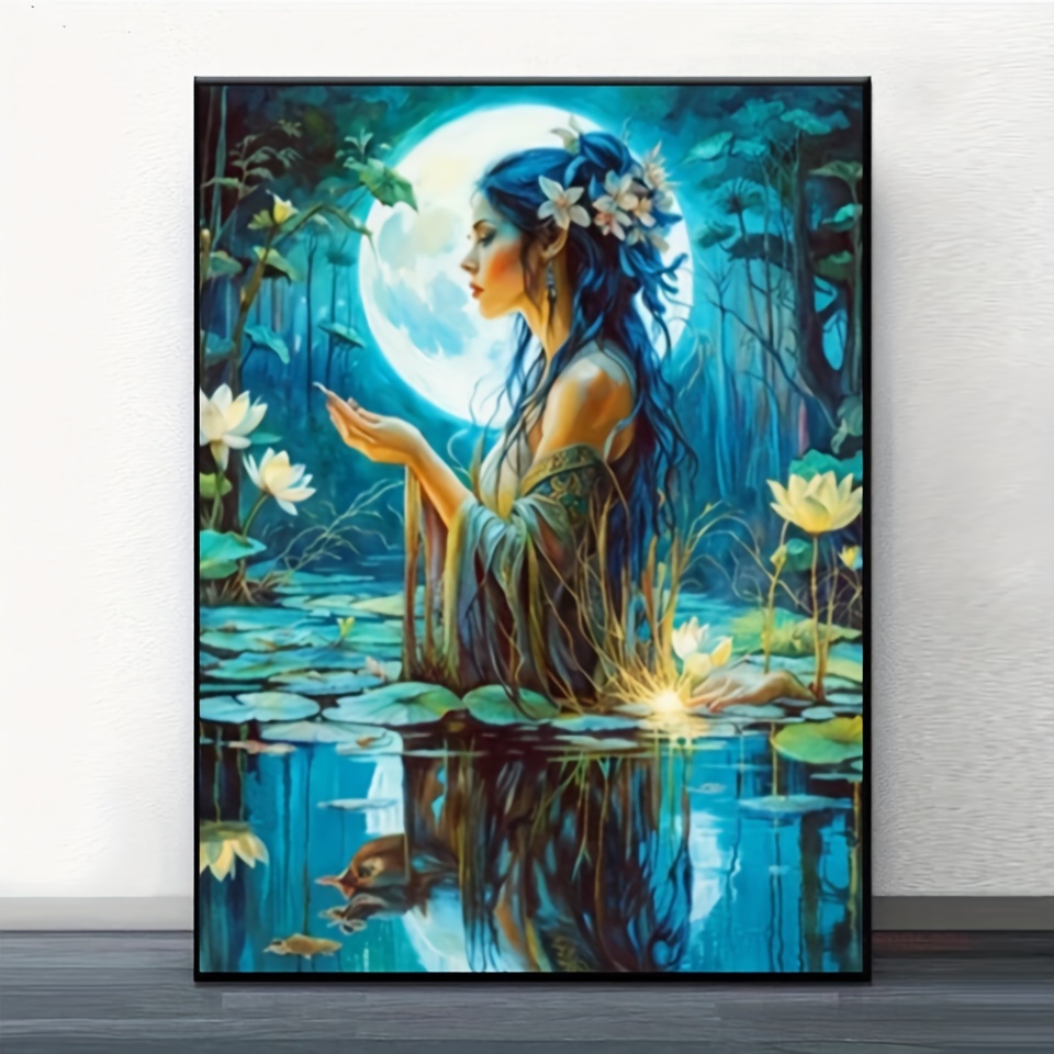 

5d Diamond Painting Kit "goddess Of Nature" - Diy Full Drill Round Diamond Art Embroidery Stitch Set, Acrylic 40x50cm, Mythical People-themed Mosaic Craft For Home Wall Decor
