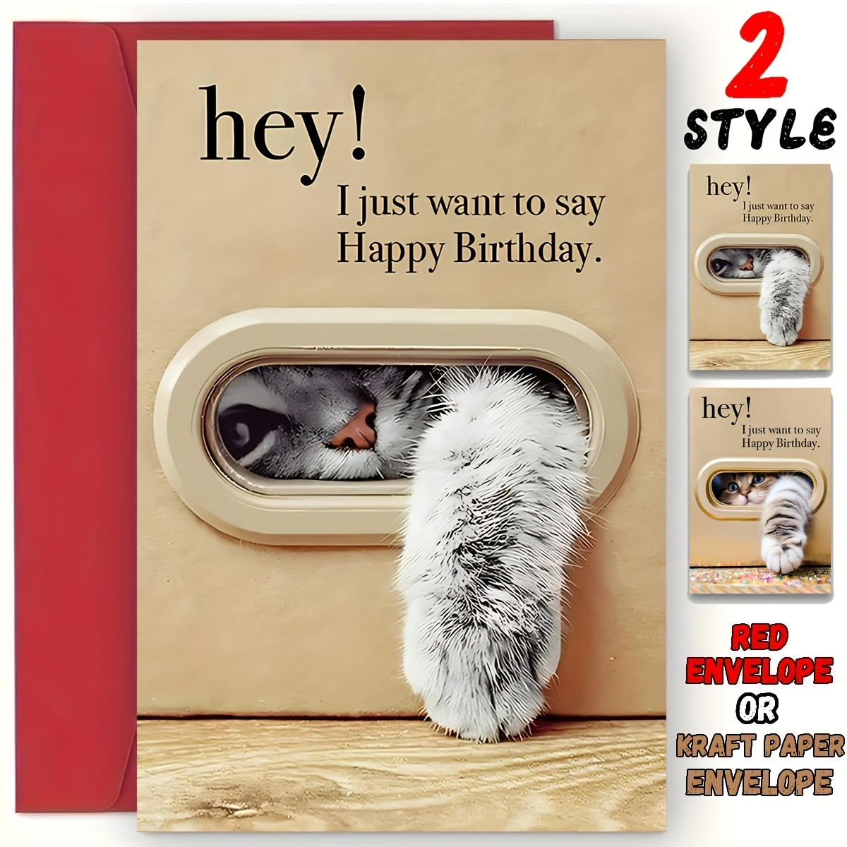 

1pc Unique Cat Birthday Card, Best Gift For , Card With Envelope, Unusual Things, Cute Aesthetic Items