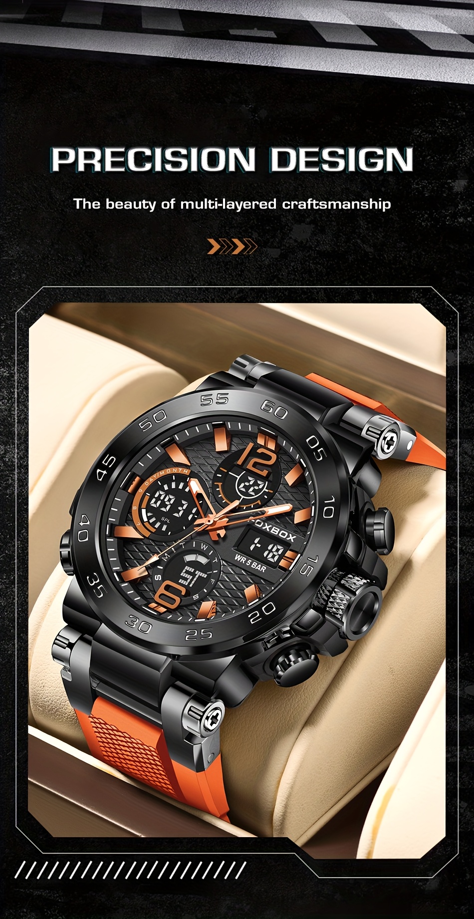 LIGE Men's Sport Watch with Stopwatch, Dual Display (Digital/Analog), Alarm, Date, IP68 High Quality, Quartz Movement, Black - Durable Design for Active Lifestyles, Outdoor Timepiece, Sleek Strap Watch, Robust Appearance