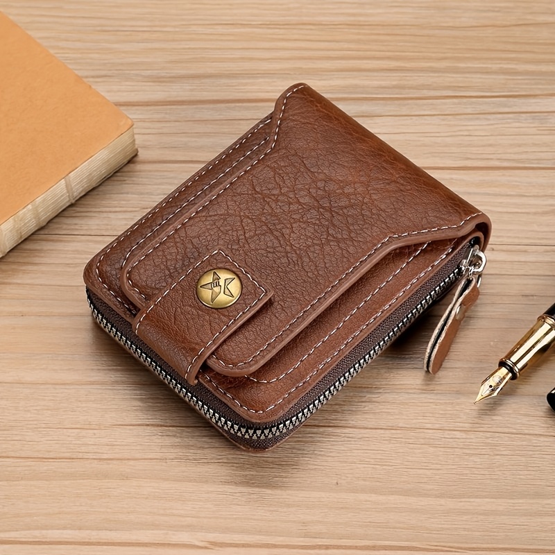TEMU Nouveau Portefeuille Court Premium pour Homme, Porte-Pièce d'Identité, Porte-Monnaie, Sac Pliable, Porte-Cartes Multi-Cartes, Tendance
