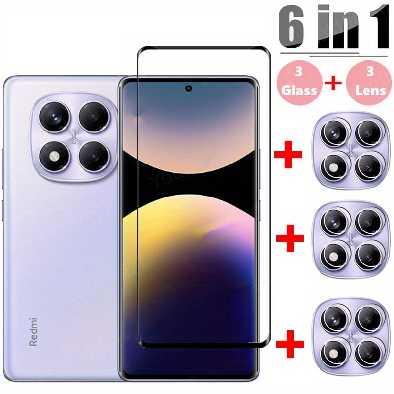 E-shop [3+3] 6in1 3 Stück Glas-Schutzfolie + 3 Stück Objektivfolie für Redmi Note 14 Pro 5G 4G Volltemperiertes Glas Redmi Note 15 Pro 4G 5G Note 15 13