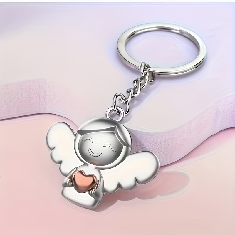 Image of Single 3d Keychain | Cute Religious Key Ring With Alloy Pendant And Chain For Valentine's Day Decoration