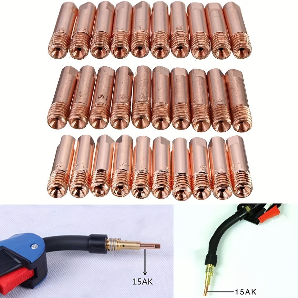 

10pcs, Mb15 15ak Contact Tip Welding Nozzles 0.6/0.8/0.9/1.0/1.2mm Mig/mag M6 Welding Torch Welding Soldering Tool