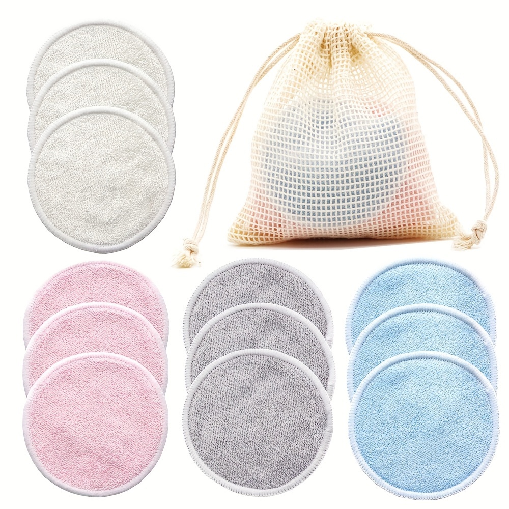 

12 Pieces Reusable Makeup Remover Pads Soft Natural Reusable Cotton Rounds Washable Facial Cleaning Make Up Removal Pads Tool For Face Makeup