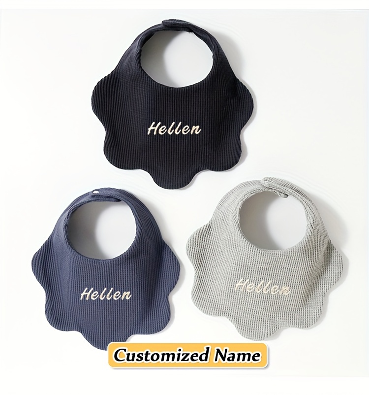 personalized customization customized name 3 packs pure cotton bibs baby bibs soft and breathable strong water absorption natural material adjustable snaps personalized name birth gift holiday gift details 12