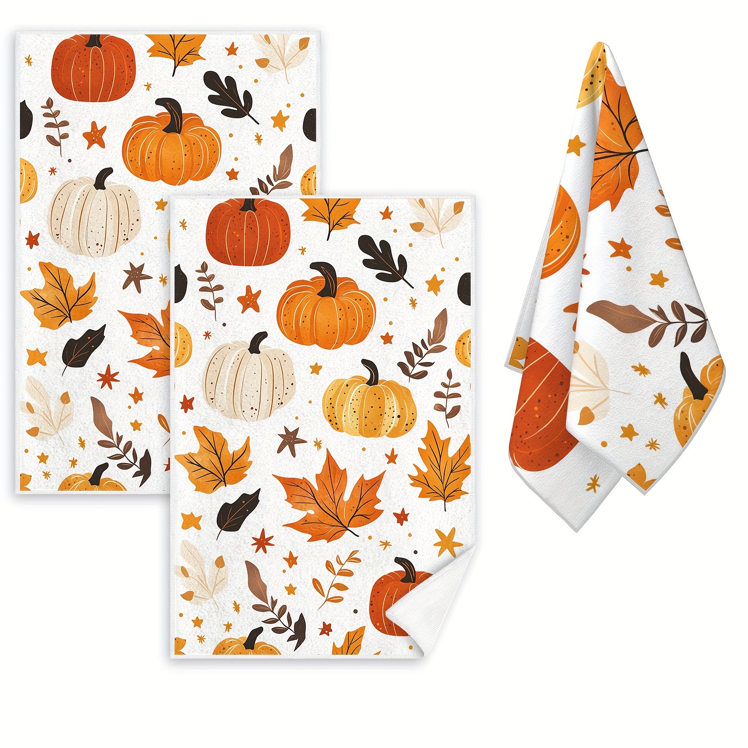 TEMU 2 serviettes pour pour de Thanksgiving, torchons de cuisine à séchage rapide, chiffons à vaisselle absorbants, torchons à vaisselle sur le thème