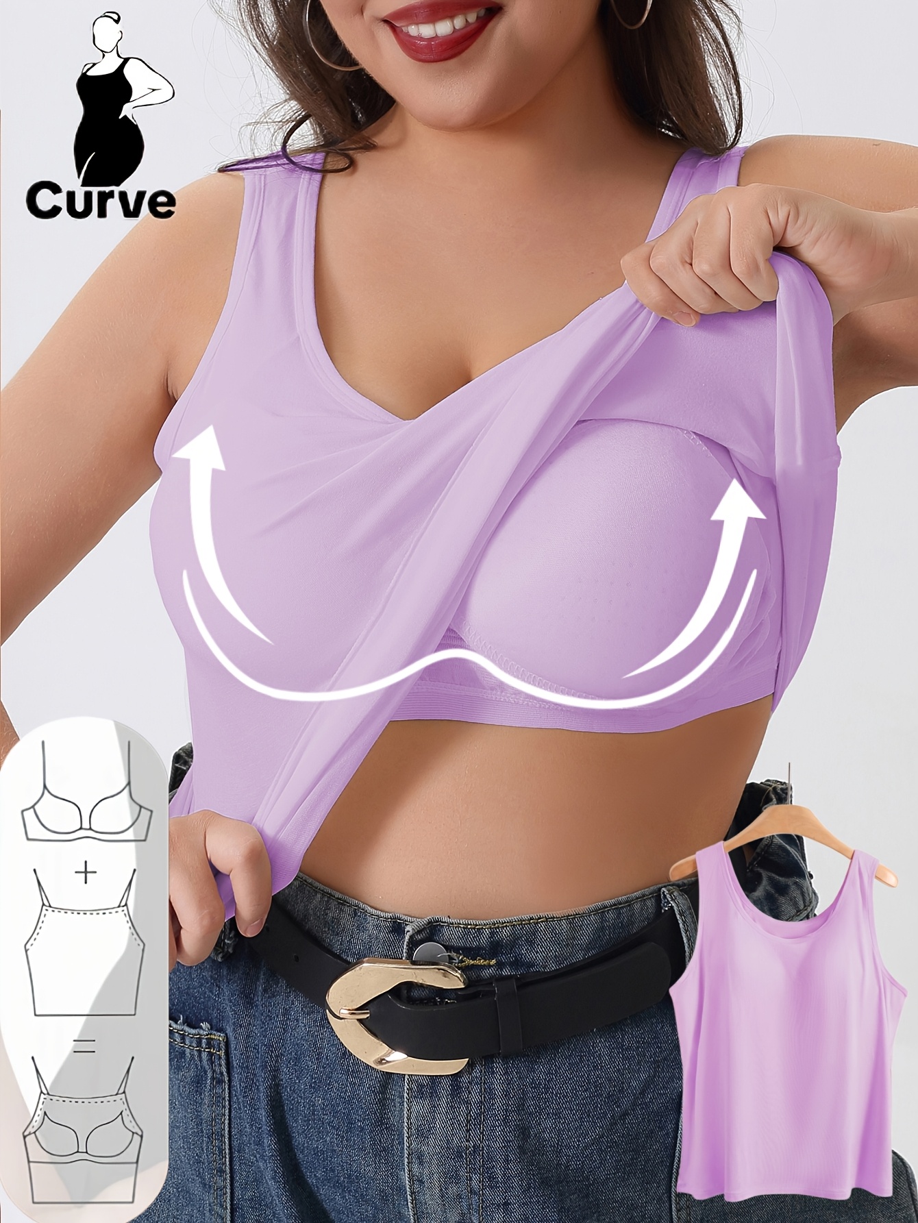 plus size womens vest and bra 2 in   underwear sports top   friendly high elastic wide strap vest suitable for   running exercise   wear non removable chest pad plus size sports top