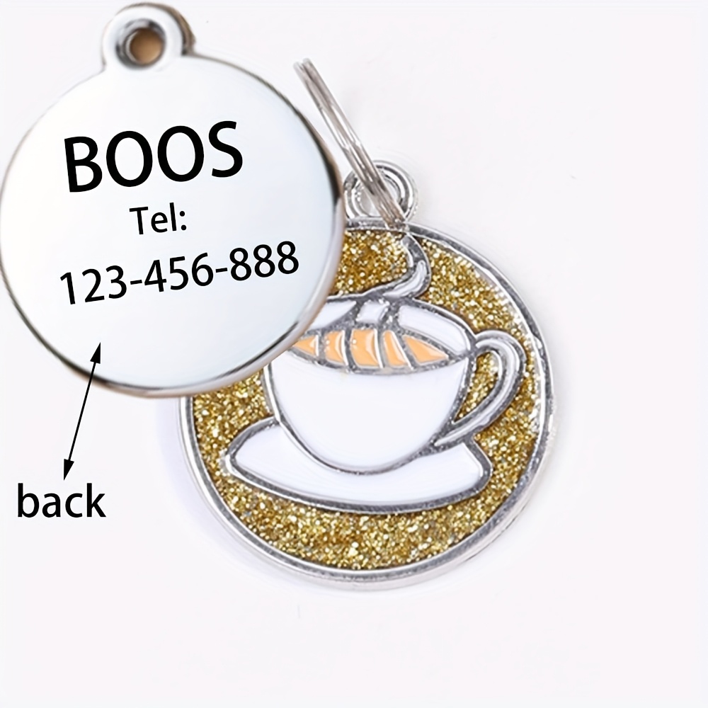 Customizable Coffee Cup-Themed Dog Tags