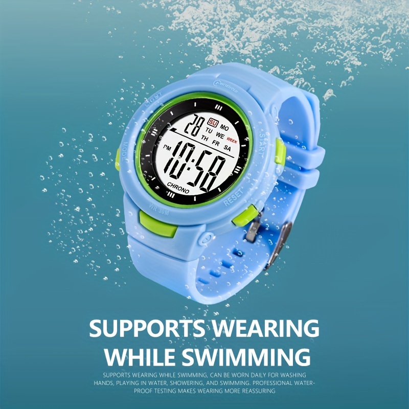 Reloj Deportivo Infantil a la Moda | Resistencia al Agua de 30m, Brilla en la Oscuridad, Pantalla Digital, Correa de Goma, Caja de Plástico, Pila de Botón, Esfera Blanca - Ideal para Niños y Niñas, Perfecto para Material Escolar