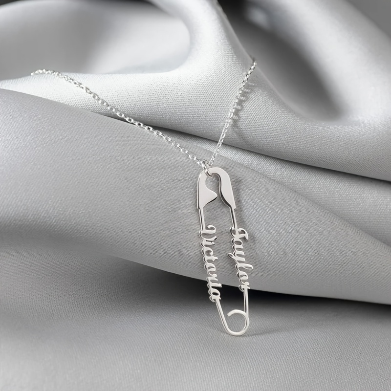 Image of Custom Paperclip Name Necklace, Personalized Necklace, Stainless Steel Sewing Tag Necklace, Versatile Daily Accessory, Women's Fashion Jewelry, English Language Only