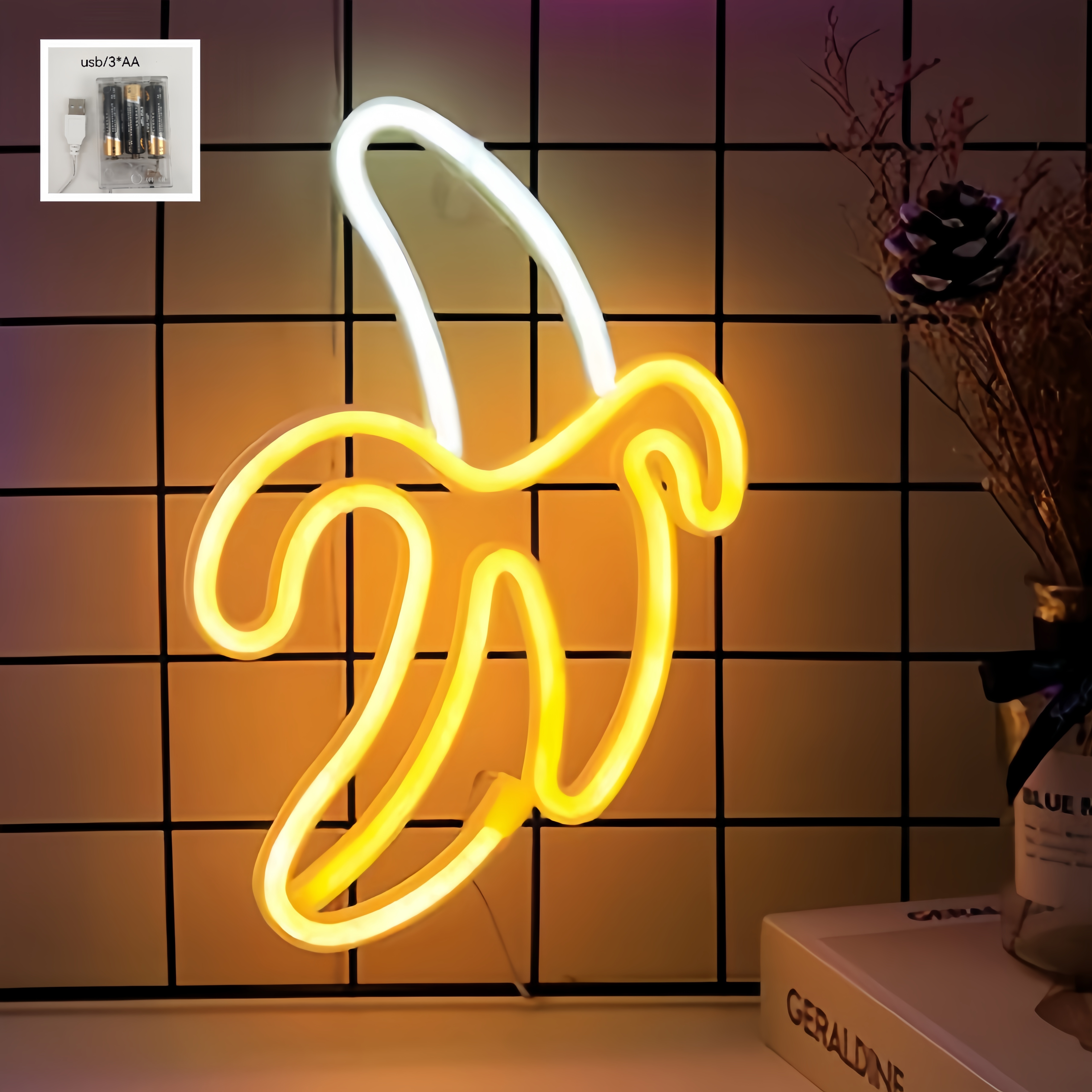 

Banana Shaped Led Neon Sign, Usb Or Battery Dual Power, Wall Hanging Decorative Light For Bedroom, Birthday Party, Wedding - Non-dimmable, Plastic Yellow Neon Light (battery Not Included) - Pack Of 1