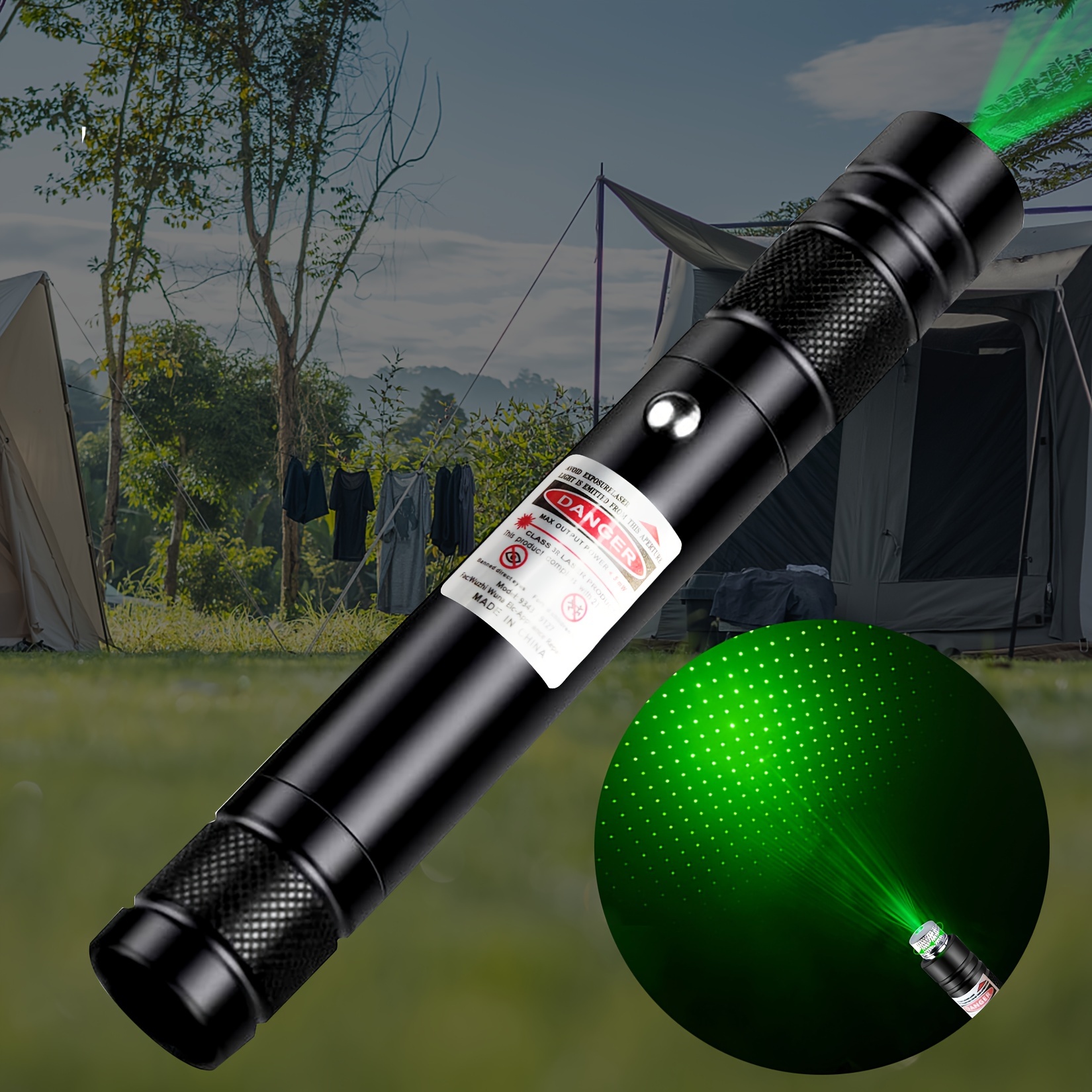 Linterna de haz láser verde táctico de largo alcance con carga USB, puntero  de luz de enfoque ajustable para astronomía nocturna al aire libre camping