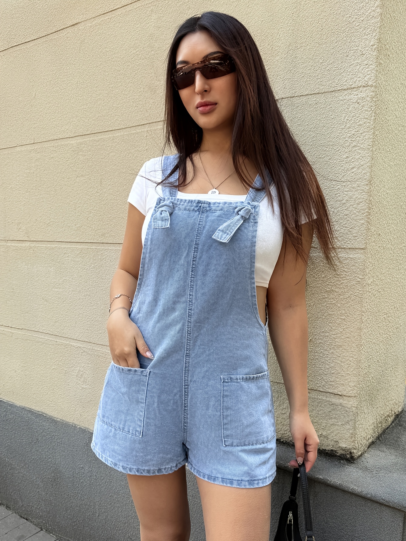 womens denim overalls jumpsuits details 4