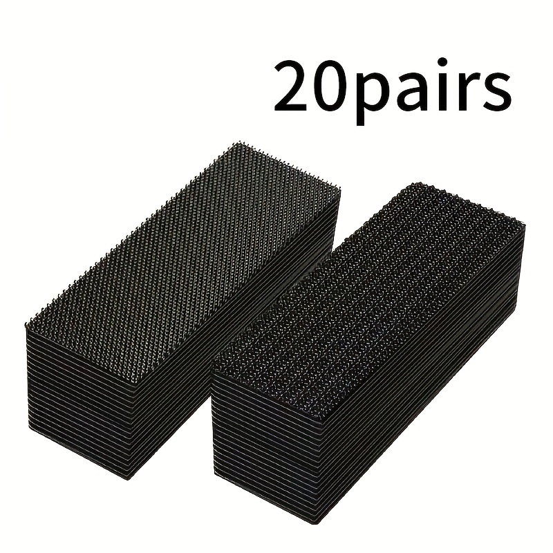 TEMU 10 paires/20 paires/50 paires Fixations rectangulaires pour tapis à bande magique à haute , patchs de fixation pour tapis de voiture, tapis de