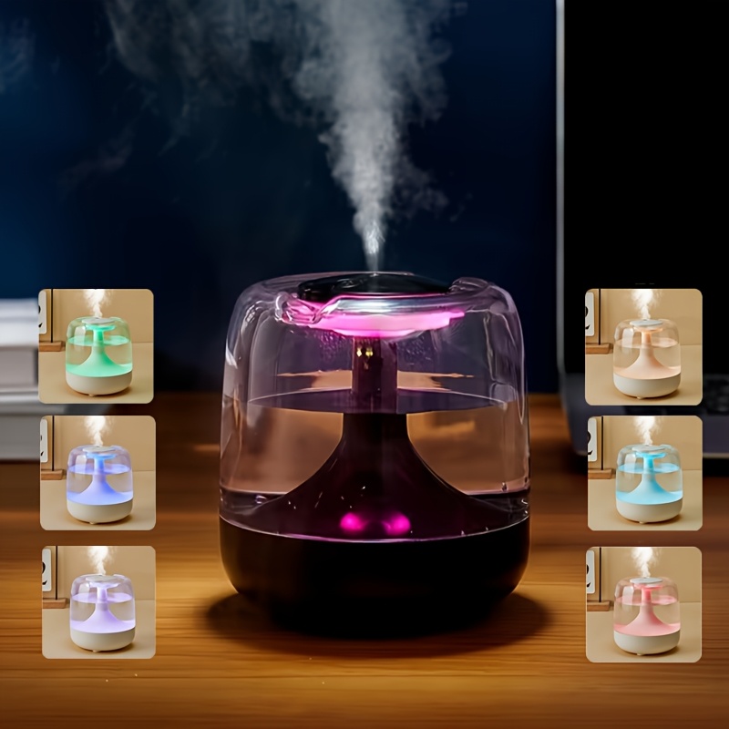 home humidifier powered 7 color night light silent 26db humidification   water level suitable for living room bedroom office etc   suitable for improving air quality in larger spaces perfect birthday or christmas gift