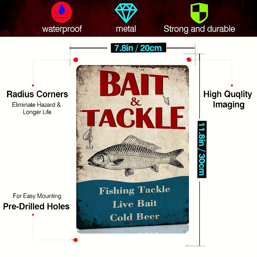 Bait Tackle Metal Tin Sign Retro Fishing Vintage Poster - Temu