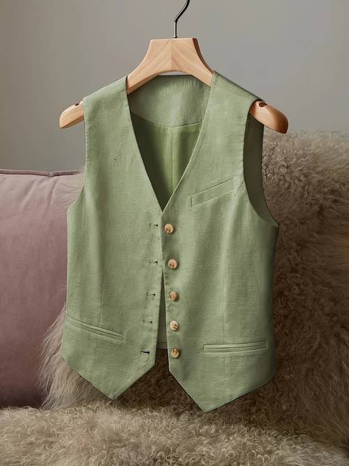 bk040924 womens casual elegant waist cinching jacket vest linen