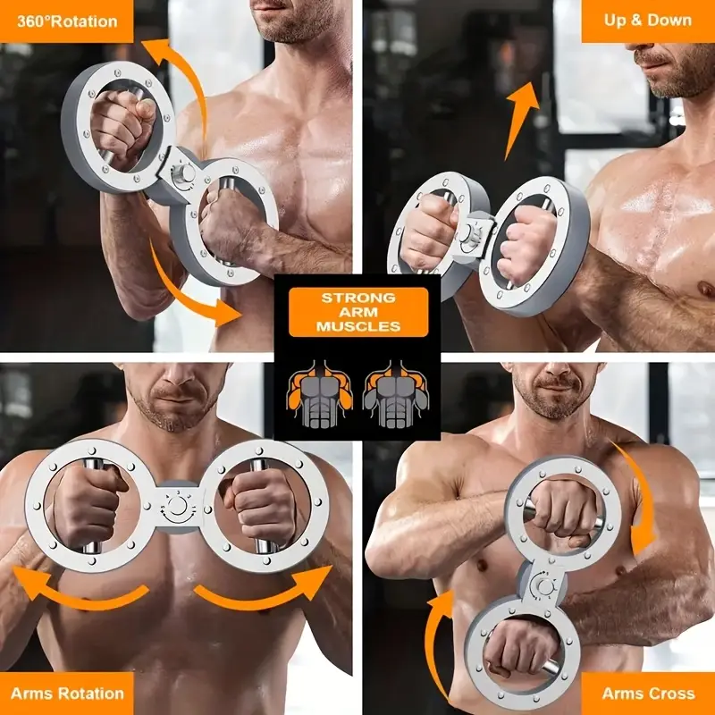 adjustable speed 360 rotating forearm strengthener with dual wheels stainless chest triceps biceps workouts for home gym boxing combat training no power needed use sleek fitness equipment durable construction boxing workout sturdy build hand exerciser boxing athletes Product details 2