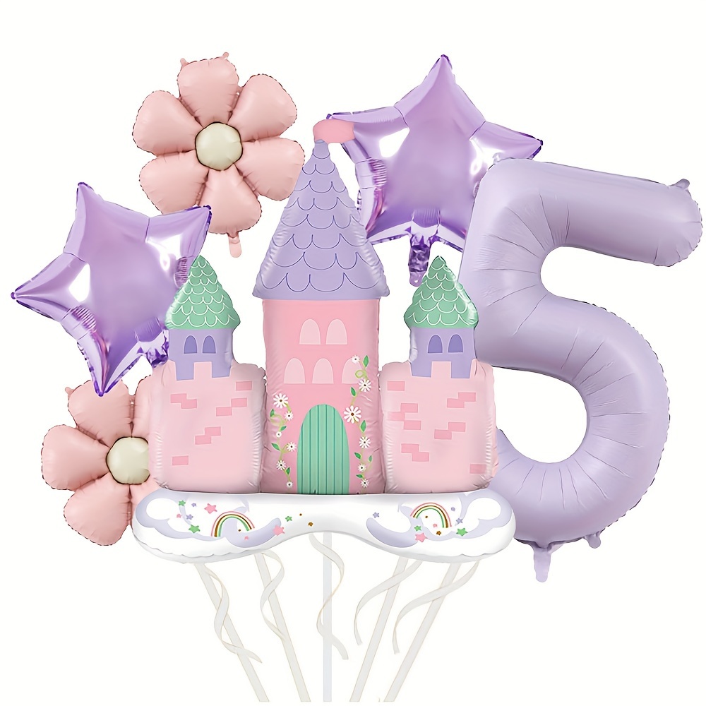 Image of 6pcs Candy Color Daisy Five-pointed Balloon Numbers Suitable For Birthday Decoration Shower Supplies