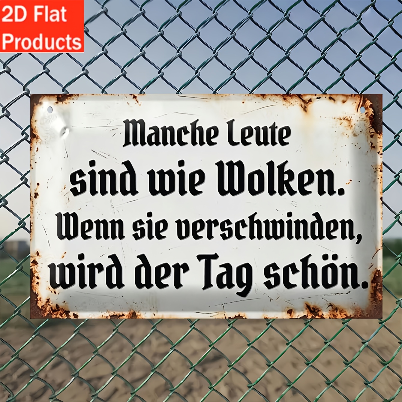 E-shop 2D-Flach, . Wandschild mit deutschem Spruch – Retro-Schild mit künstlichem deutschem Sprichwort deutschem Text, geeignet für