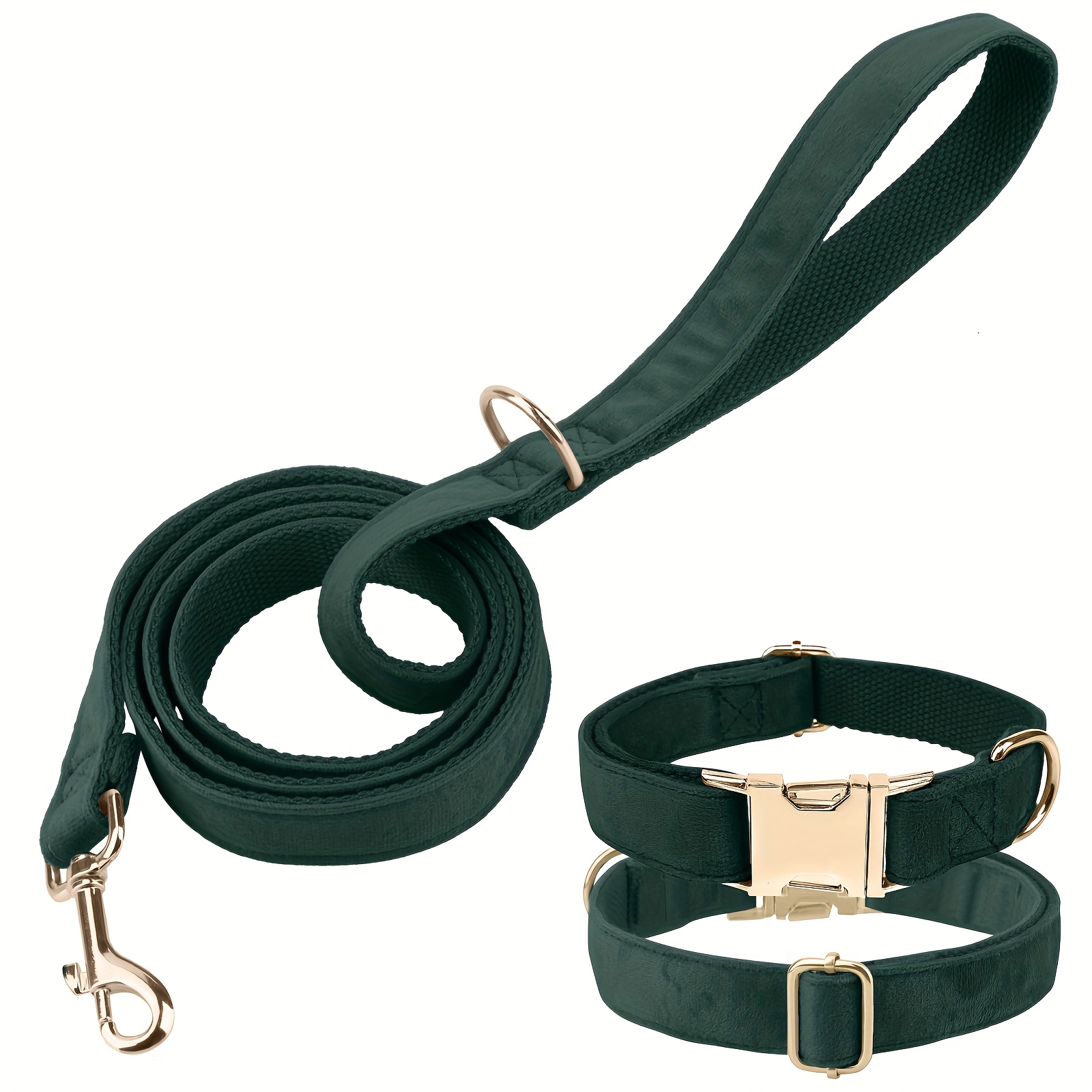 Velvet Dog Collar & Leash Set, Multi-Color Trendy Matching
