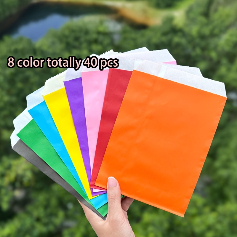 TEMU 40 piezas (40 piezas) Bolsas de Regalo de Papel Pequeñas Rectangulares Multicolor Compatibles para Empaque de Joyería y Adornos - 8 Colores