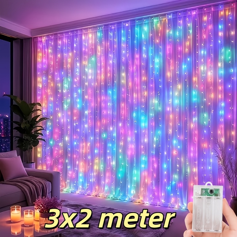 TEMU Luces de cortina de para interior | Luces de cortina de 200 LED luz //luces de cortina multicolor | Proporciona , 8 intermitentes, luces de