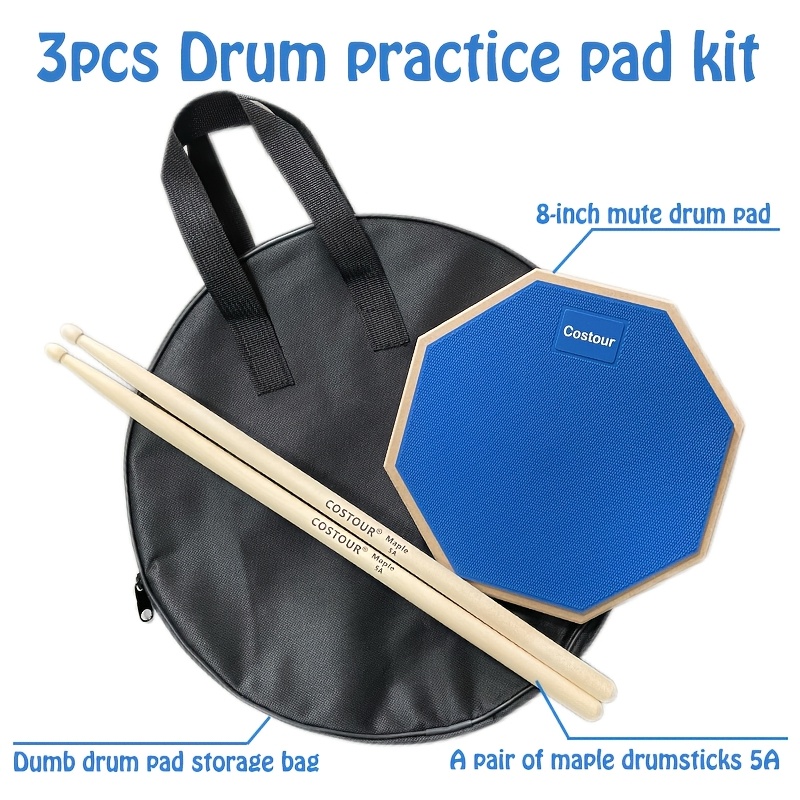 Drum Practice Pad, 12-Inch Silent Drum Pad Set With 5A Maple Drum