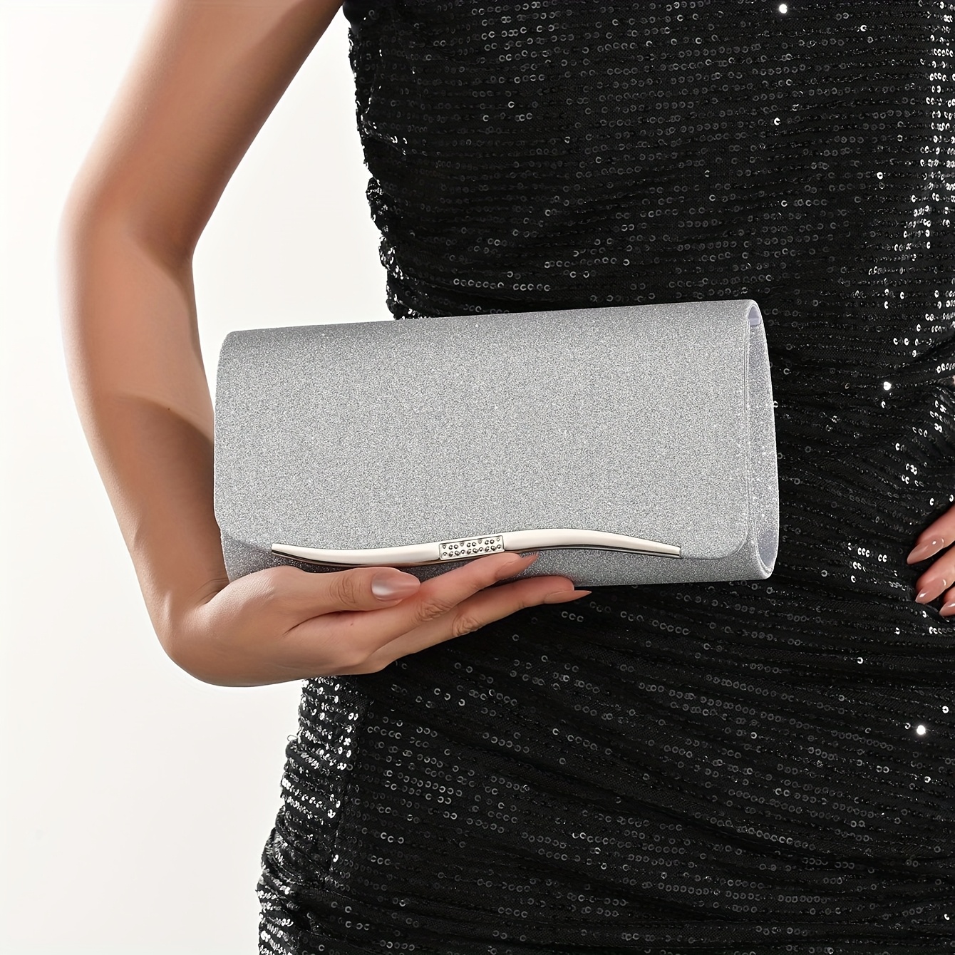 E-shop Clutch Handtasche Abendtasche für Damen, Glitzer Abend Umschlag Handtasche mit Abnehmbarer Kette für Hochzeit und Party Clutch Handtasche