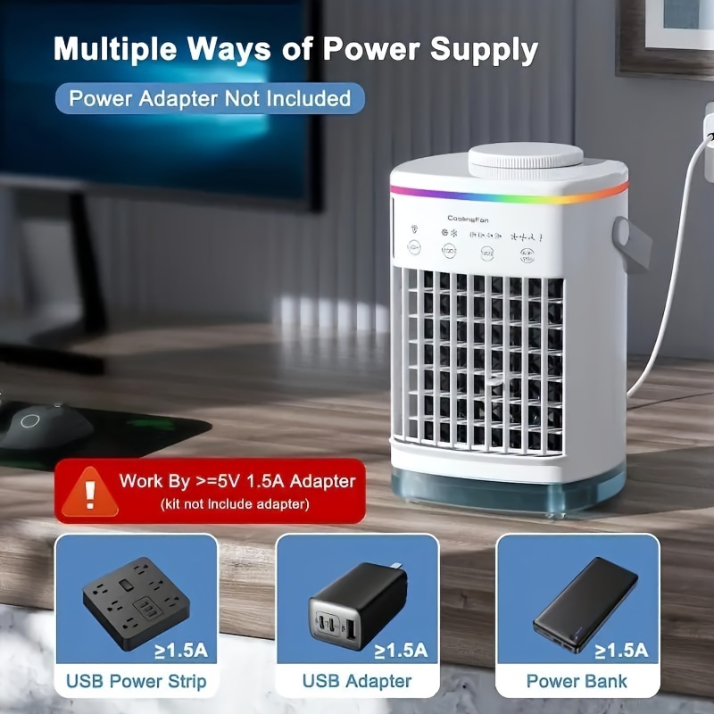 

Air Cooler Fan, Portable Misting Cooler Fan, Personal Space Evaporative Cooler, Humidifier, Mini Usb Cooling Desktop Fan With 4 Wind Speeds For Bedroom, Travel, Office