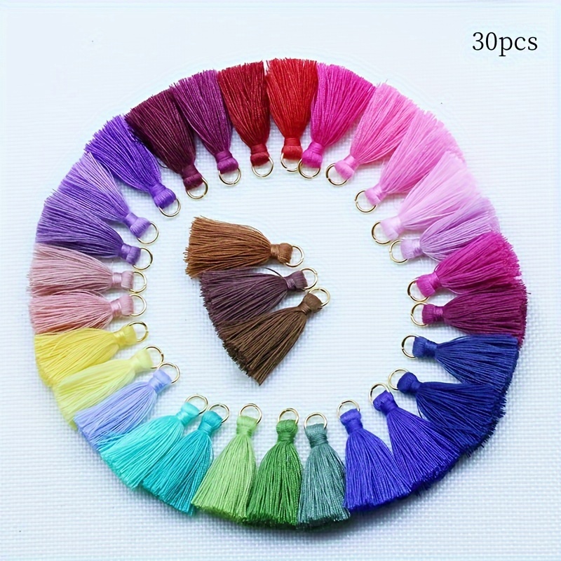 Image of 30pcs/ Pack Assorted Colorful Tassel Charms, 3.5cm , Perfect For Gift Boxes, Party Favors, Home Decor, Jewelry Making, And Crafting, Diy & Decoration Accessories
