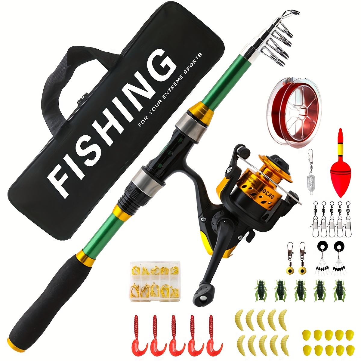 1 Set 70.87inch Fishing Rod And Reel Combo, Telescopic Spinning Rod,  Outdoor Fishing Tackle Set