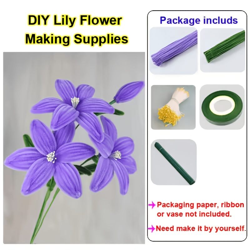 item picture 441pcs lily   bouquet set including 220 tube cleaning sticks 200 pollen 20 flower sticks and 1 roll of tape is an   handmade set   perfect for valentines day mothers day graduation ceremonies and holiday gifts