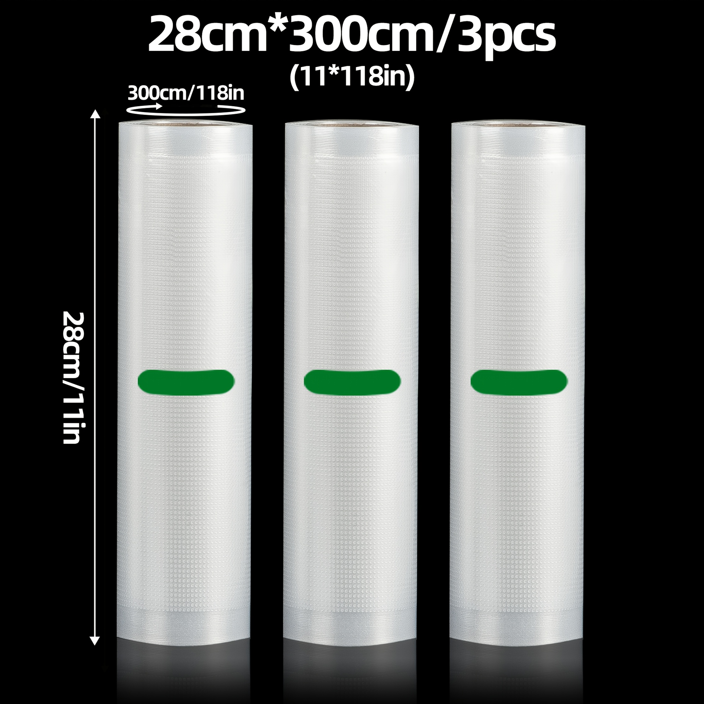 Image of 3-pack Vacuum Sealer Bags,, Rolls In Multiple Sizes Easy To Cut To The Required Length, Ideal For Food Storage, Sous Vide, And Meal Prep, , Premium Textured Vacuum Rolls Compatible With All Sealers