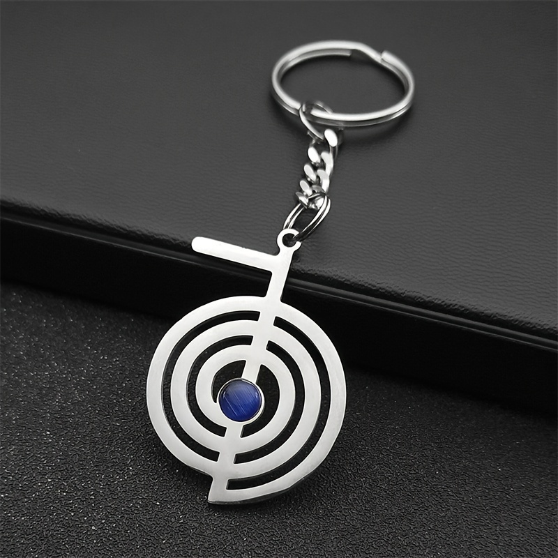 Image of Stainless Steel Keychain With Spiritual Symbol For Women And Men, Featuring A Golden Yoga Pendant Accessory, Item K3682s02.