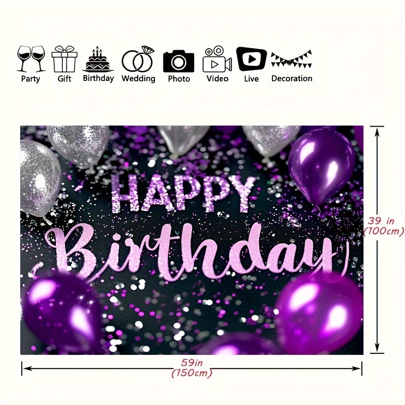 Banderole Joyeux Anniversaire Or Noir 180x110 Cm - Toile De Fond Fête