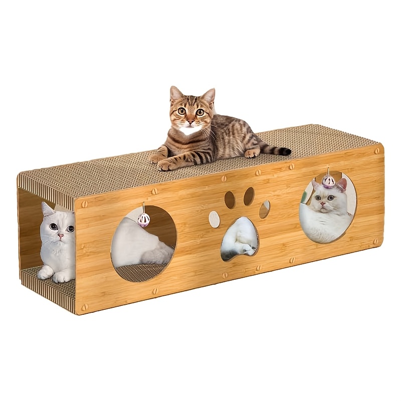 

-, Interactive Cat Tunnel With Scratching Pad And - Cardboard Construction For