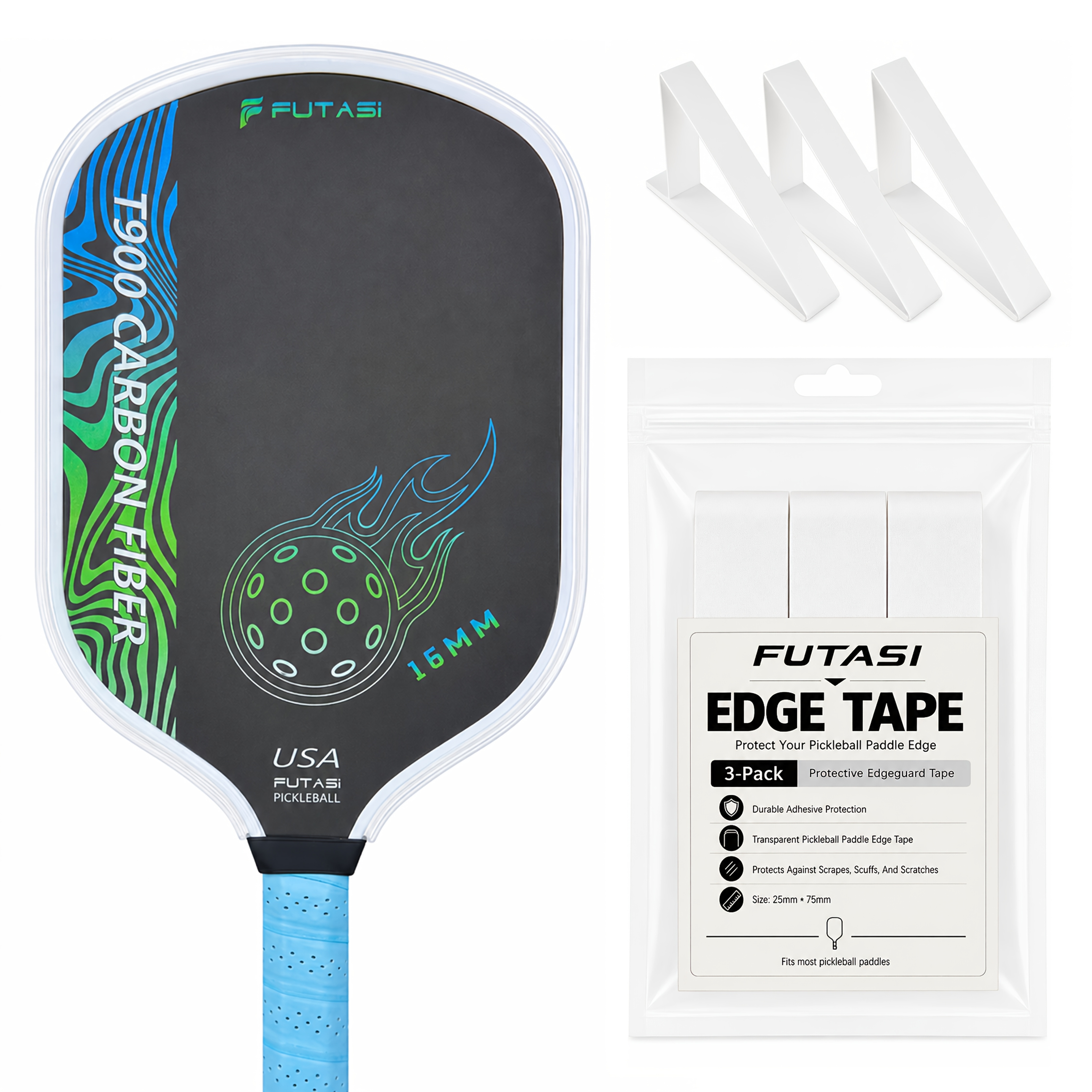 TEMU 3pcs Pickleball Paddle Edge Protectors, Extend Paddle Service Life, Prevent Scratches, Scuffs And Stains On Paddles. Does Not Paddle Appearance.