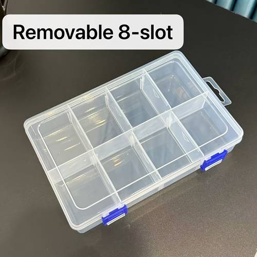 heavy duty clear plastic storage box with lockable lid labeled compartments multicompartment organizer case suitable for workshop garage jewelry crafts durable locking storage box